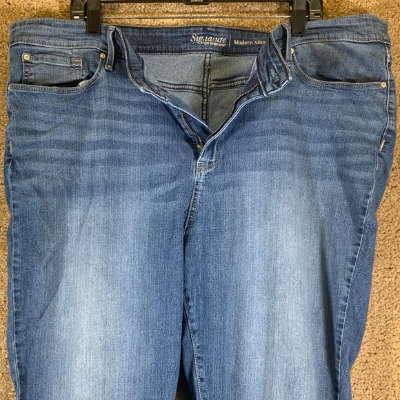 SIGNATURE by LEVI'S Womens Jeans Sz 24M Modern Slim 37x32 Blue Stretchy Denim - Picture 5 of 10